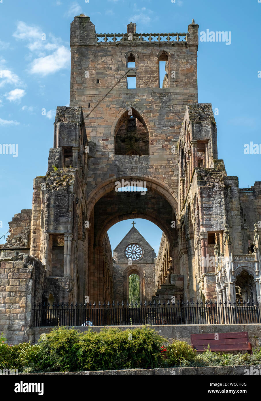 Jedburgh Abbey, a ruined Augustinian abbey which was founded in the 12th century and is situated in the town of Jedburgh, in the Scottish Borders. Stock Photo