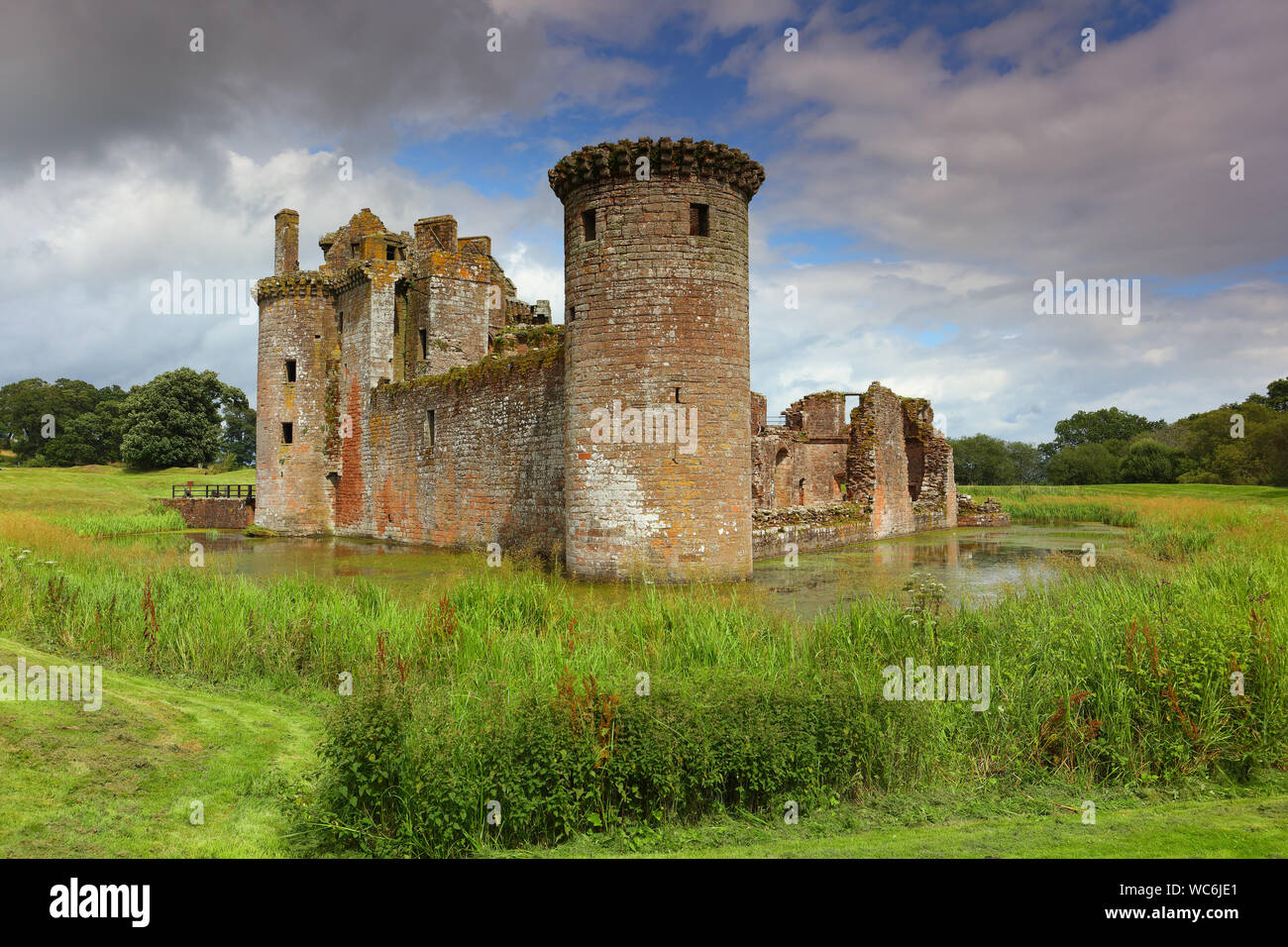 Caerlaverock Castle on a lovely summer afternoon, Dumfries and Galloway, Scotland,Great Britain Stock Photo
