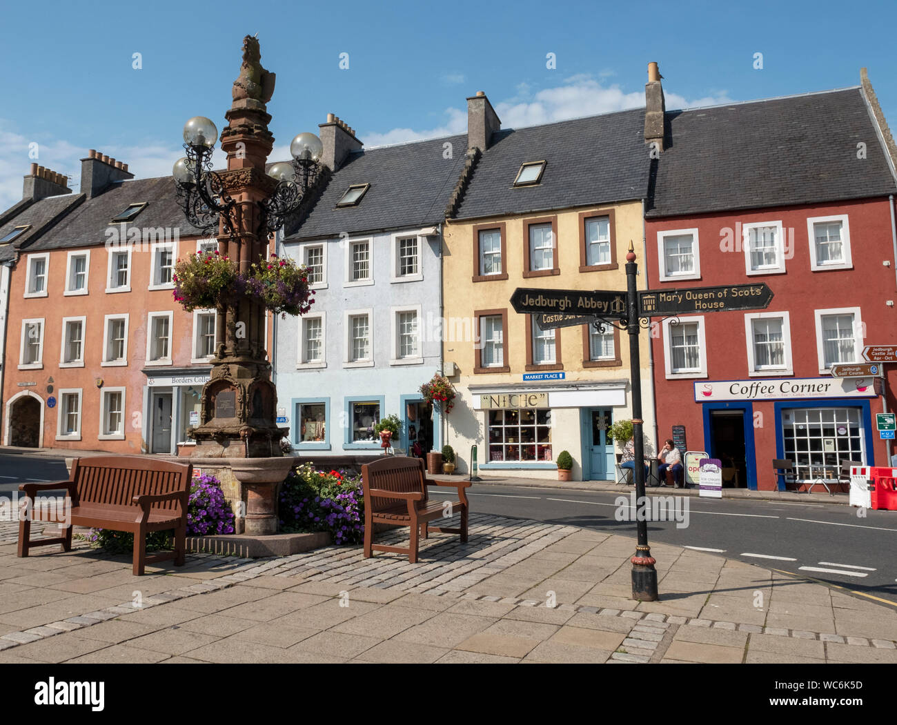 The Jubilee fountain in Market Place Jedburgh, Scottish Borders. Stock Photo