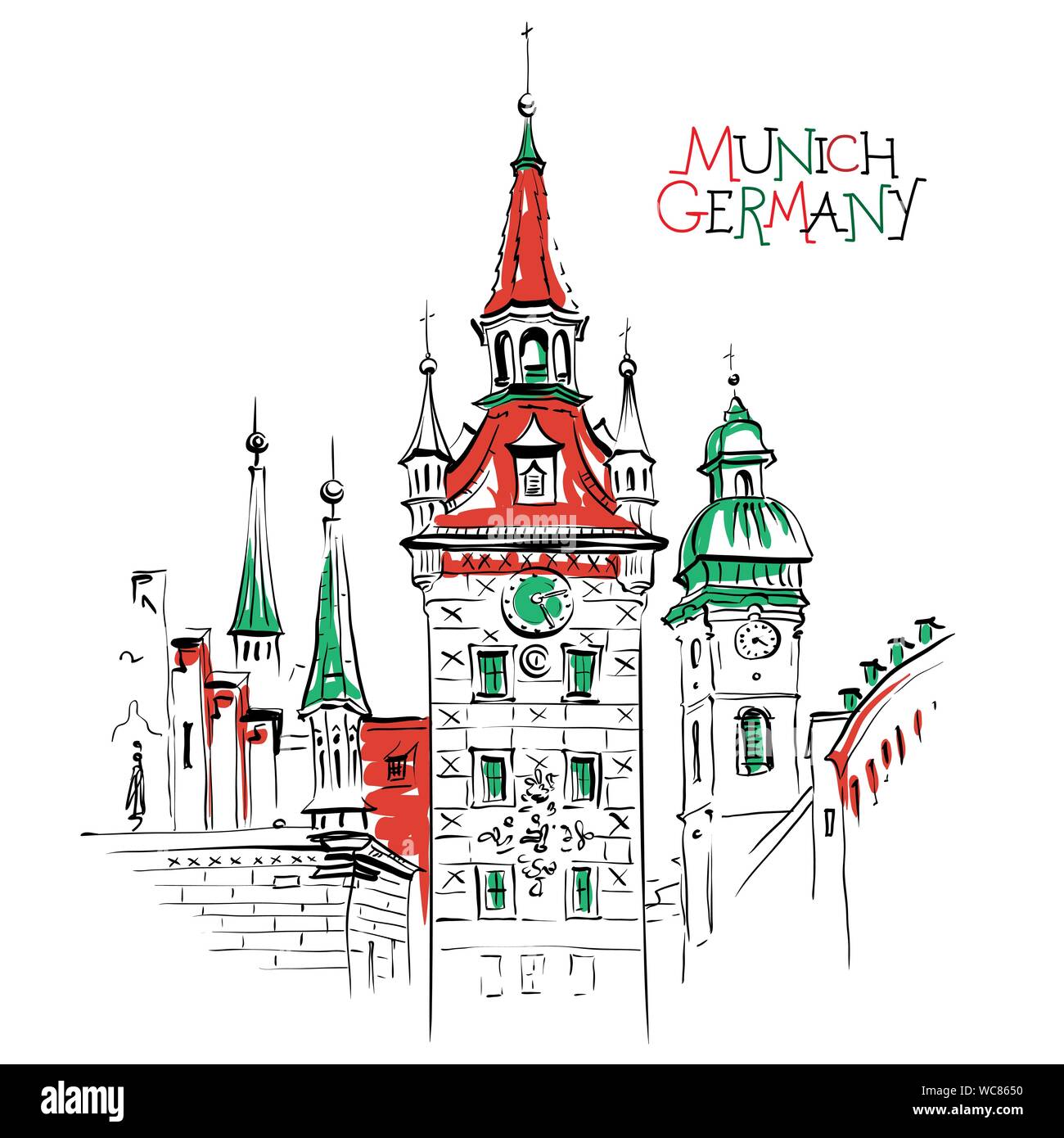 Old Town Hall in Munich, Germany Stock Vector