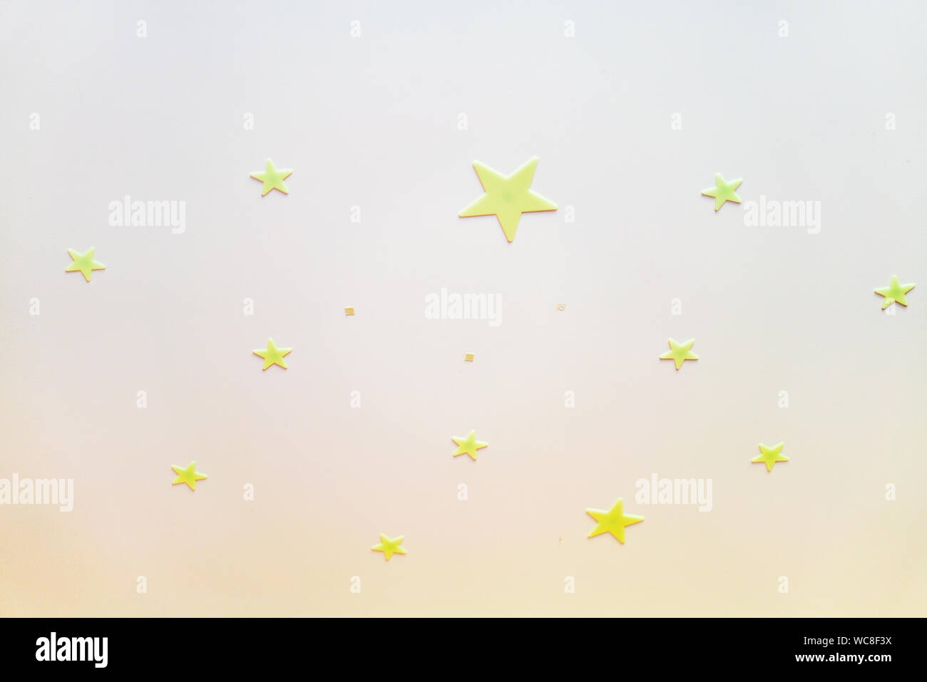 Green Neon Decorative Glowing Stars On Ceiling In Children S