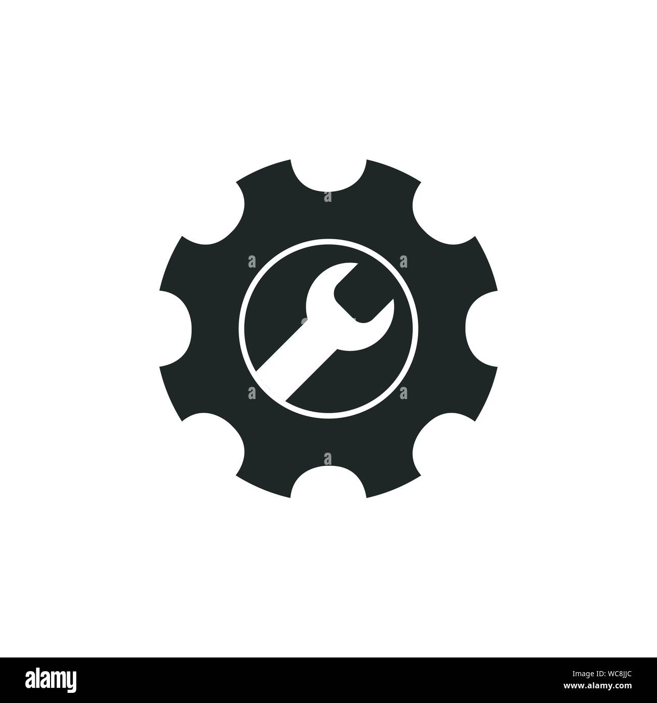 Service Tools vector icon. Gear and wrench logo design. Stock vector