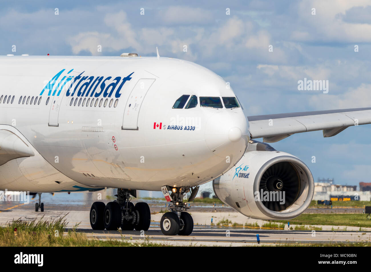 Air Transat Airbus A330 on taxiway at Toronto Pearson Intl. Airport. Stock Photo