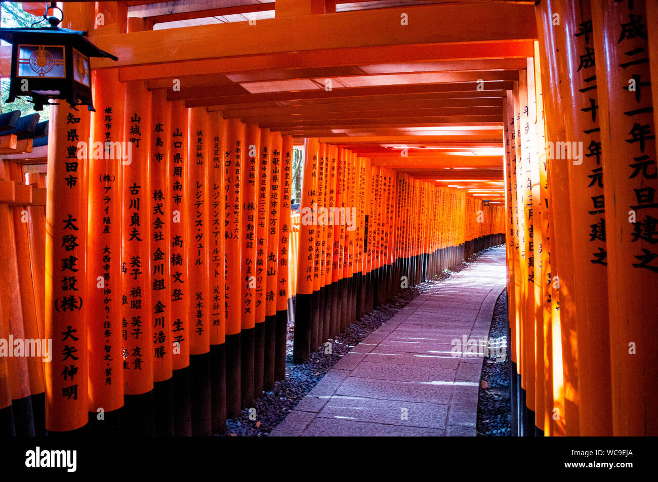Walkway Of Senbon Tori Path At Fushimi Inari Taisha Shinto Shrine In Kyoto The Most Important Of Thousands Of Shrines Dedicated To Inari God Of Rice Stock Photo Alamy