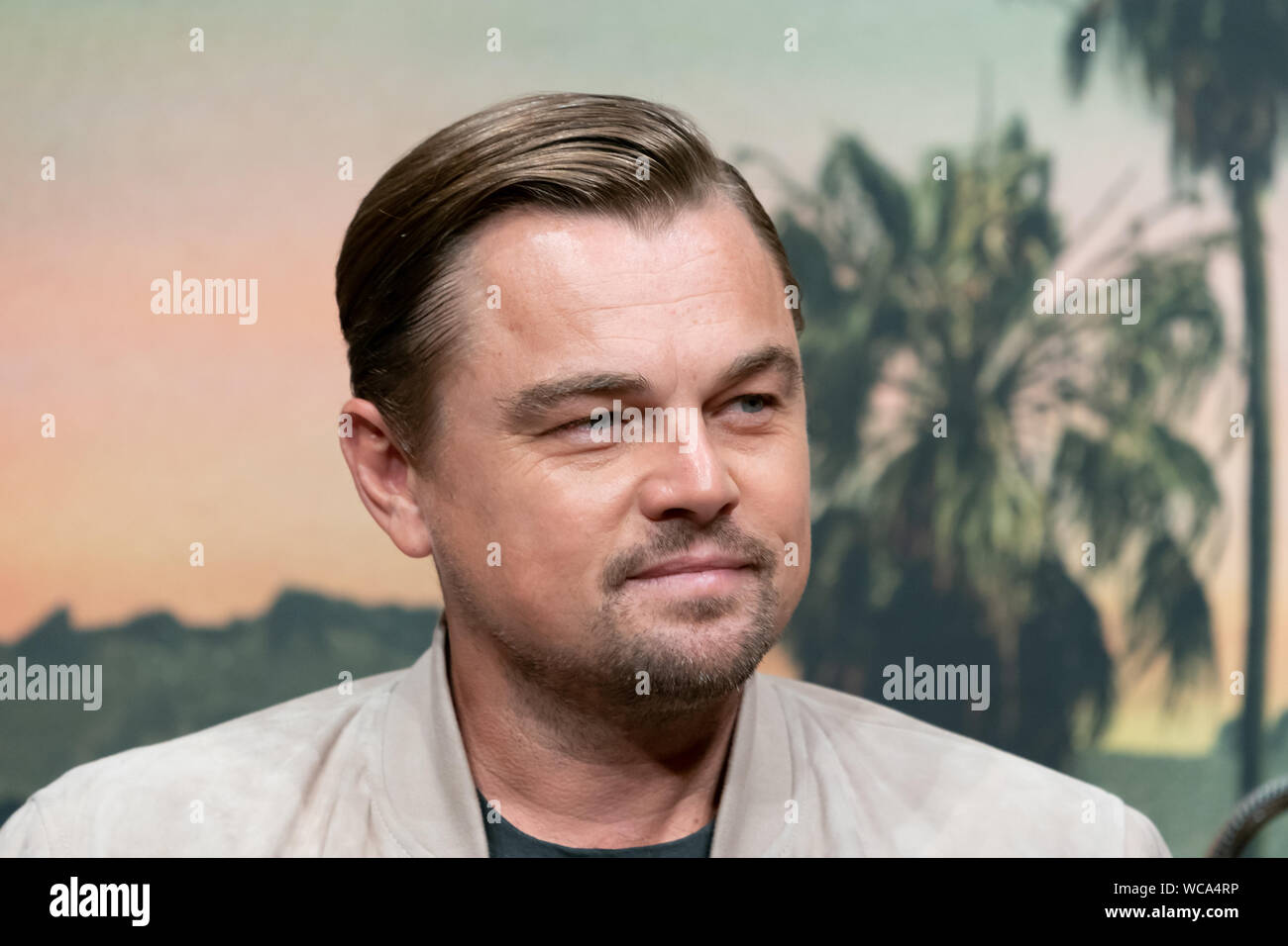 Leonardo DiCaprio  attends a press conference about a film, 'Once Upon a Time in Hollywood'. Stock Photo