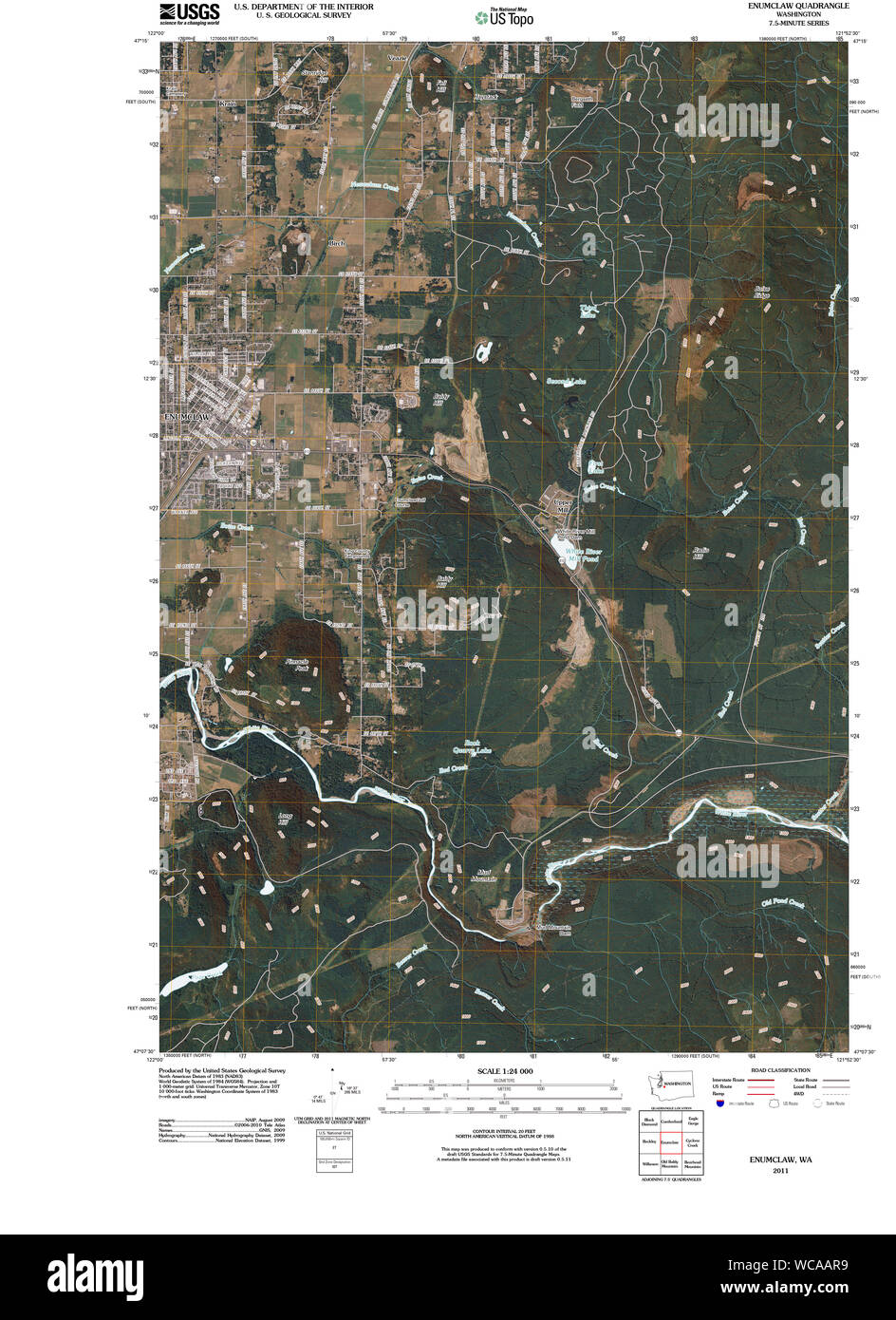 USGS Topo Map Washington State WA Enumclaw 20110503 TM Restoration Stock Photo