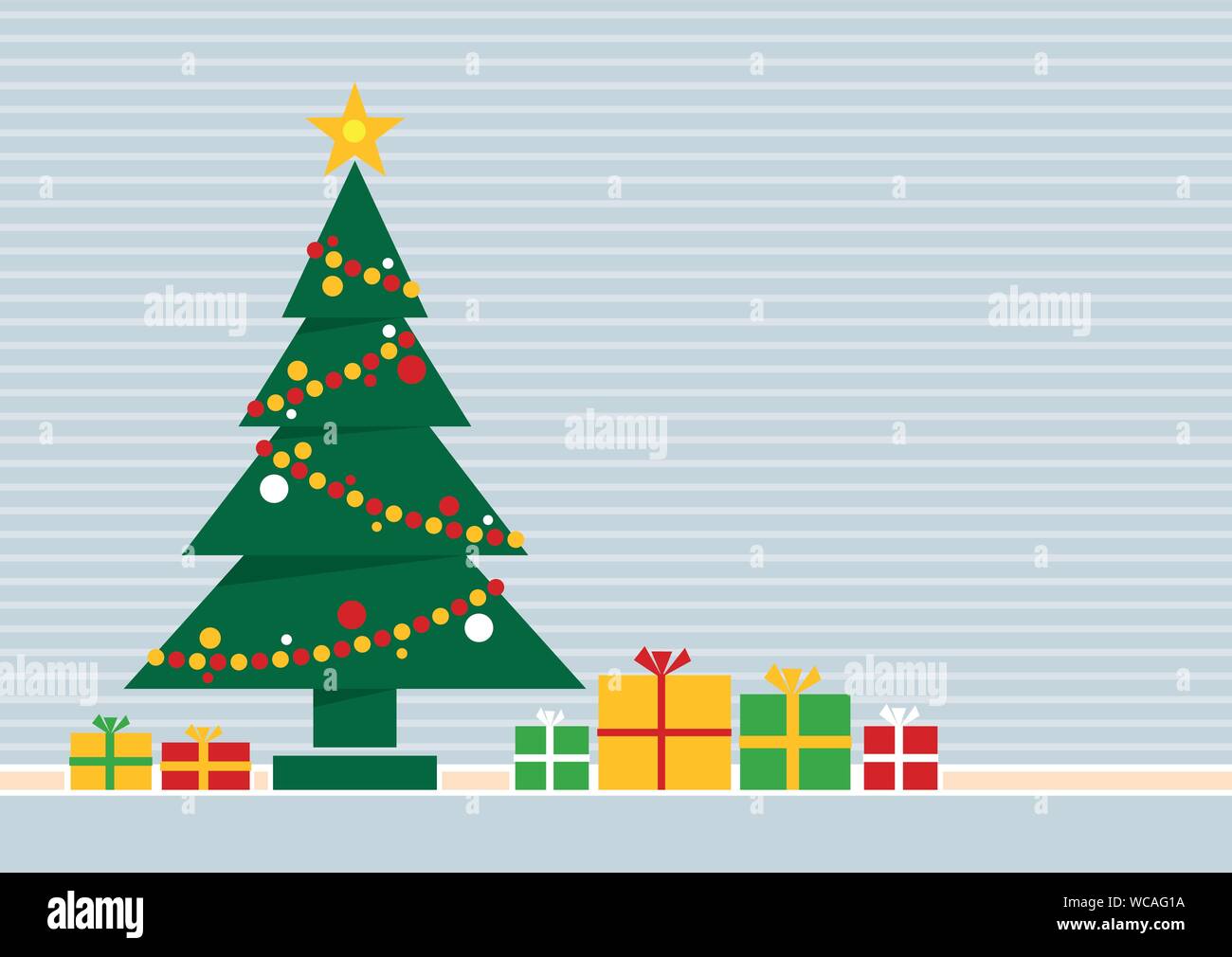 Christmas tree formed with green triangles adorned with red and orange ...