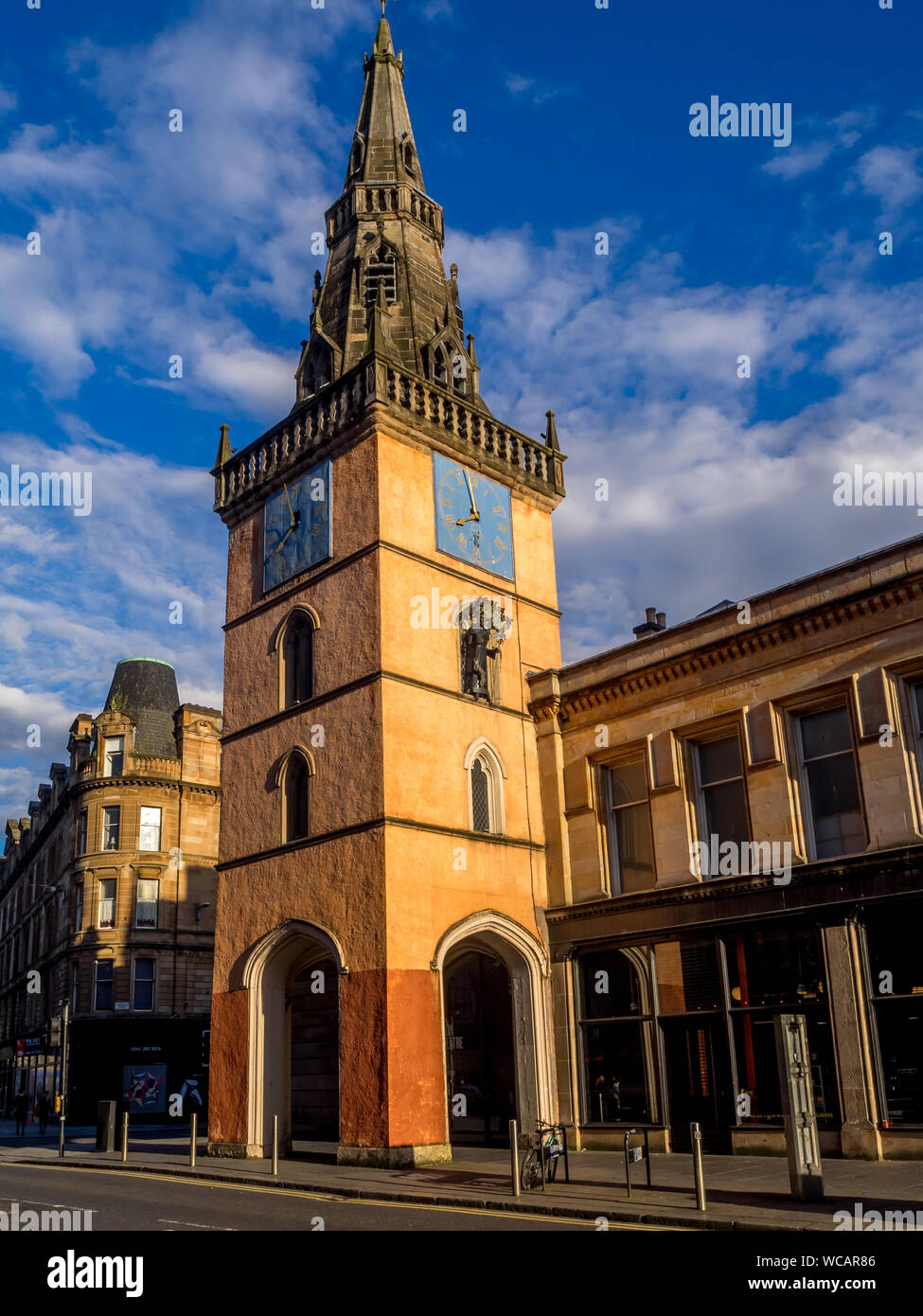 The Tron Theatre and Steeple at sunset from Argyle Street on July 20