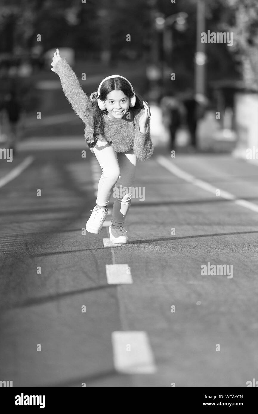 Sport is our life. Getting ready to run. Little girl start running
