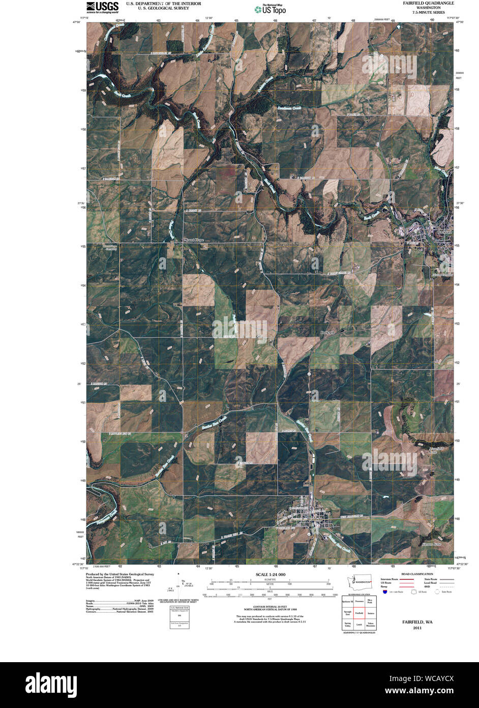 USGS Topo Map Washington State WA Fairfield 20110401 TM Restoration Stock Photo