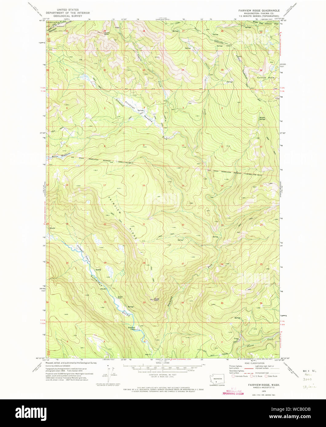 USGS Topo Map Washington State WA Fairview Ridge 241106 1970 24000 ...
