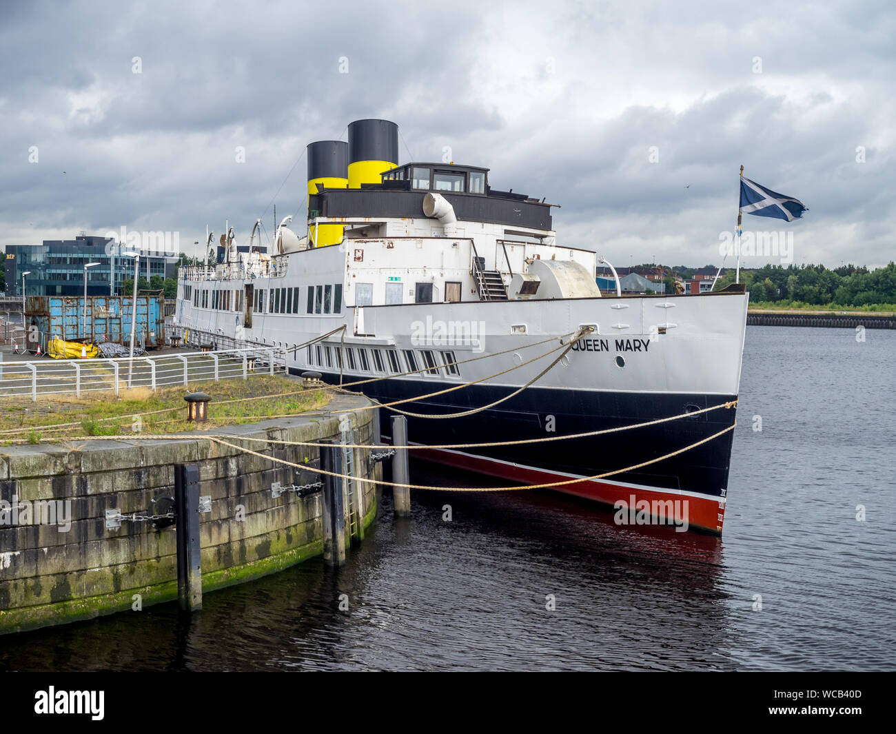 The TS Queen Mary on the River Clyde on July 22, 2017 in Glasgow Scotland. It is a retired Clyde steamer launched in 1933 and is now being preserved a Stock Photo