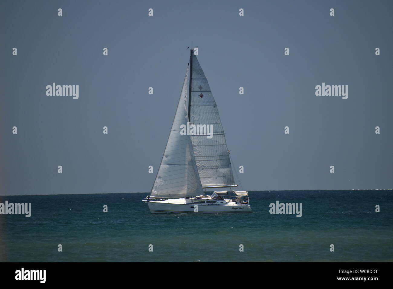 Sailboat on the Pacific Ocean near Punta de Mita, Mexico Stock Photo