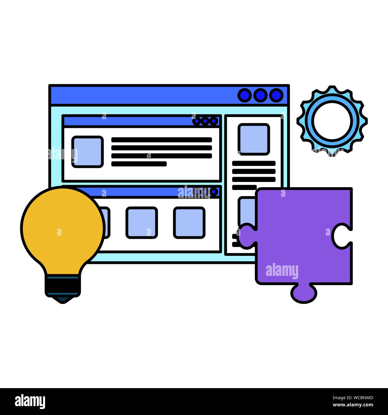 Javascript Bulb Web Page Design Template web page template with bulb and puzzle Stock Vector Image & Art - Alamy