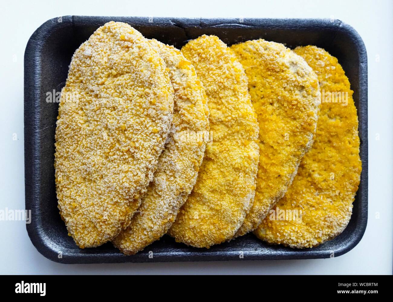 A Pack of Frozen Chicken Schnitzel Stock Photo
