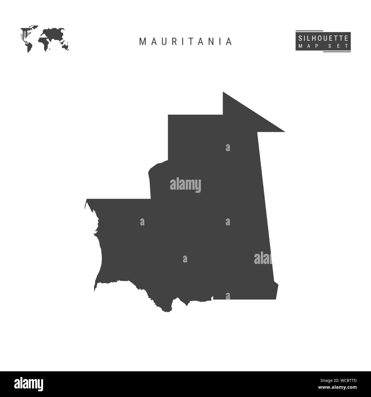 Mauritania Blank Vector Map Isolated on White Background. High-Detailed Black Silhouette Map of Mauritania. Stock Vector