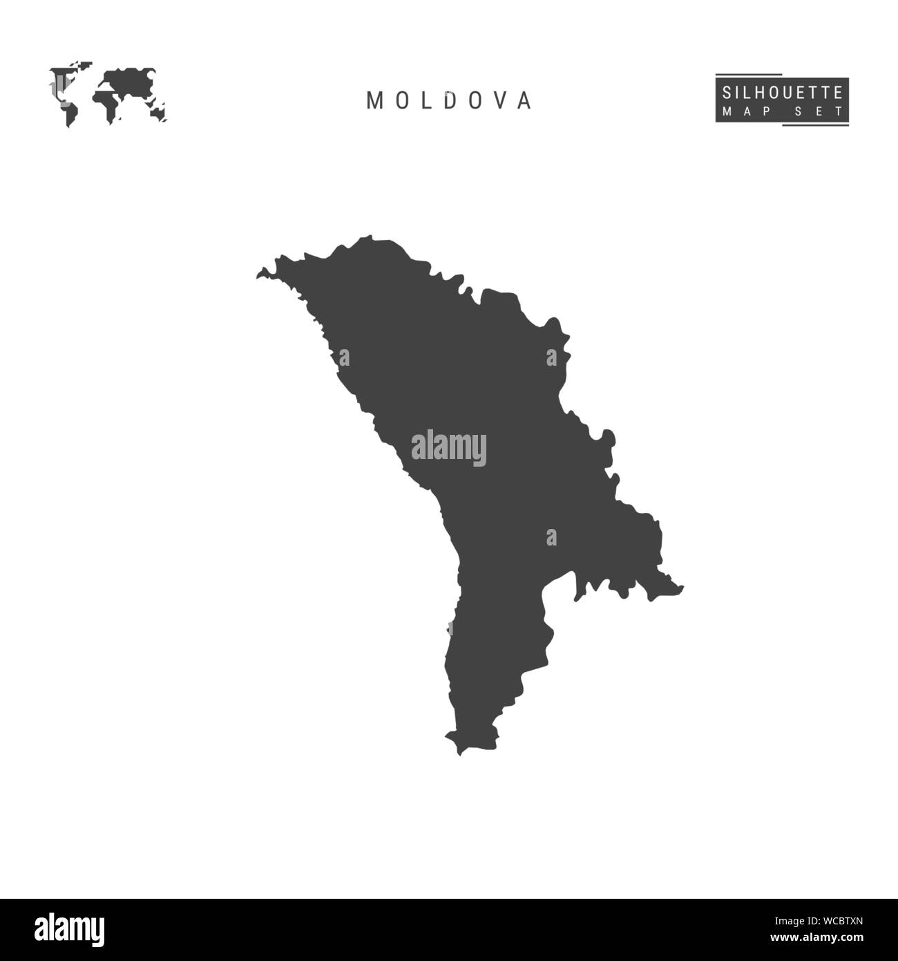 Moldova Blank Vector Map Isolated on White Background. High-Detailed Black Silhouette Map of Moldova. Stock Vector