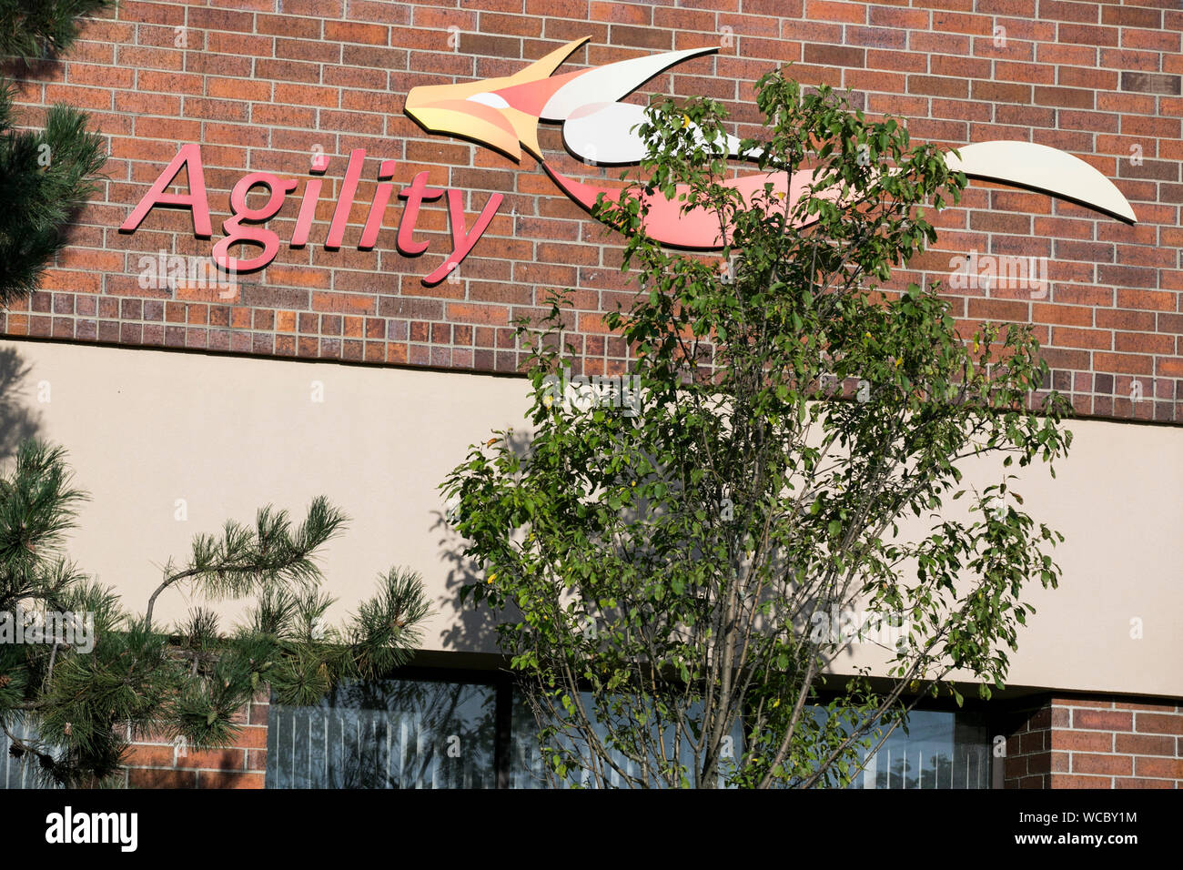A logo sign outside of a facility occupied by Agility Logistics in Cleveland, Ohio on August 11, 2019. Stock Photo