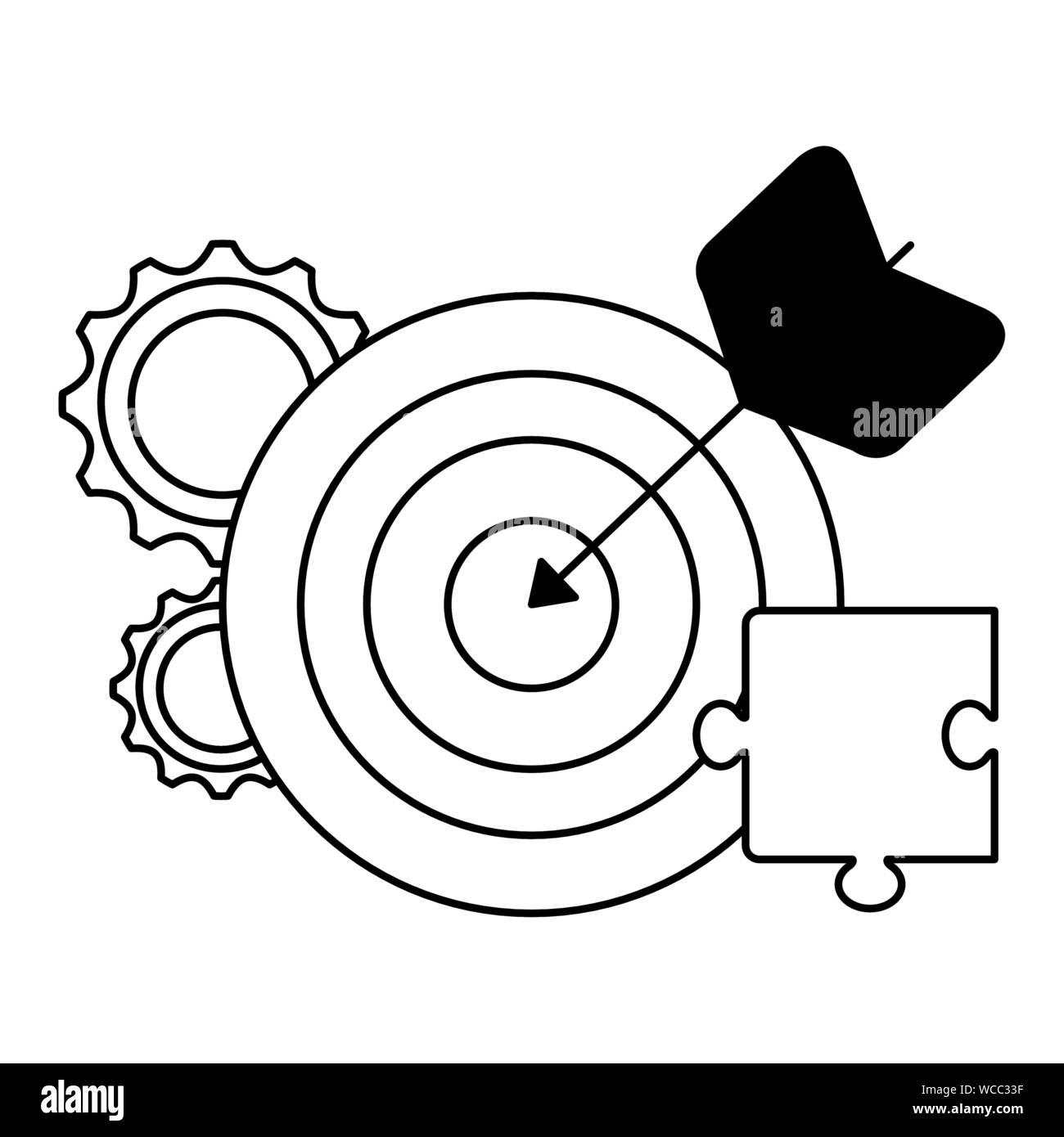 target arrow success with gears and puzzle Stock Vector Image & Art - Alamy