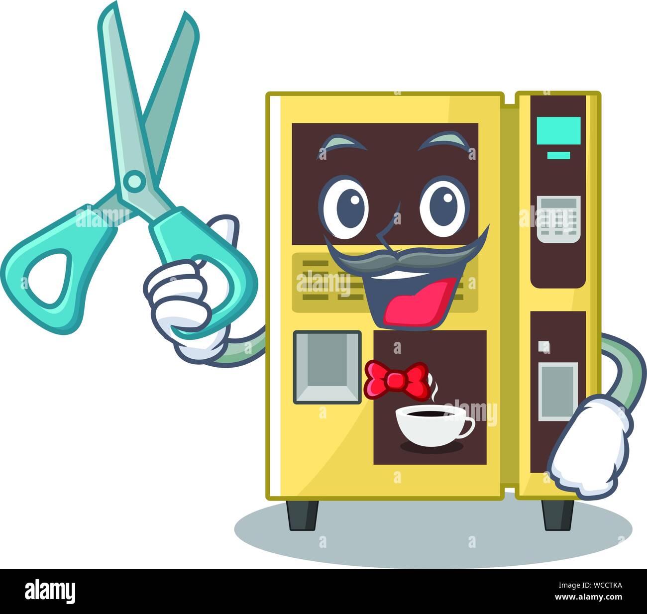Barber coffee vending machine isolated the mascot Stock Vector Image