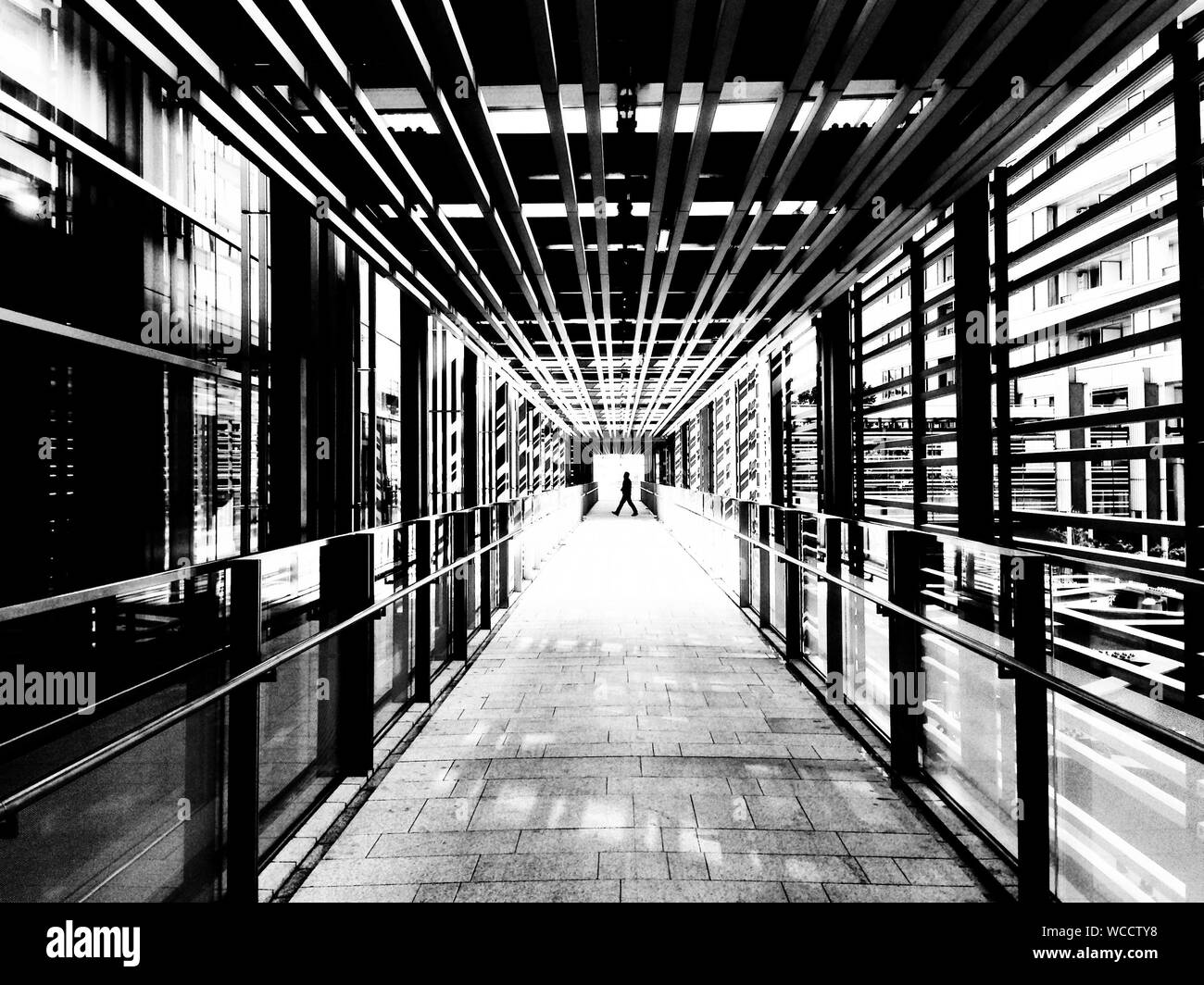 Person At End Of Long Tunnel Stock Photo Alamy