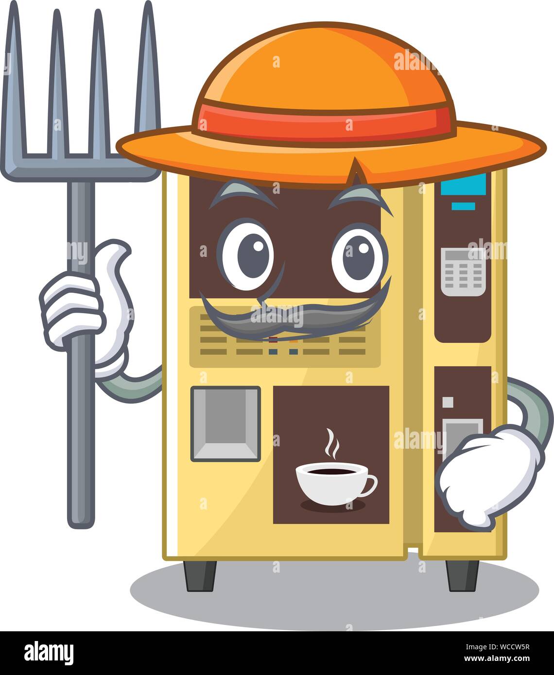 Farmer coffee vending machine isolated the mascot Stock Vector Image & Art Alamy