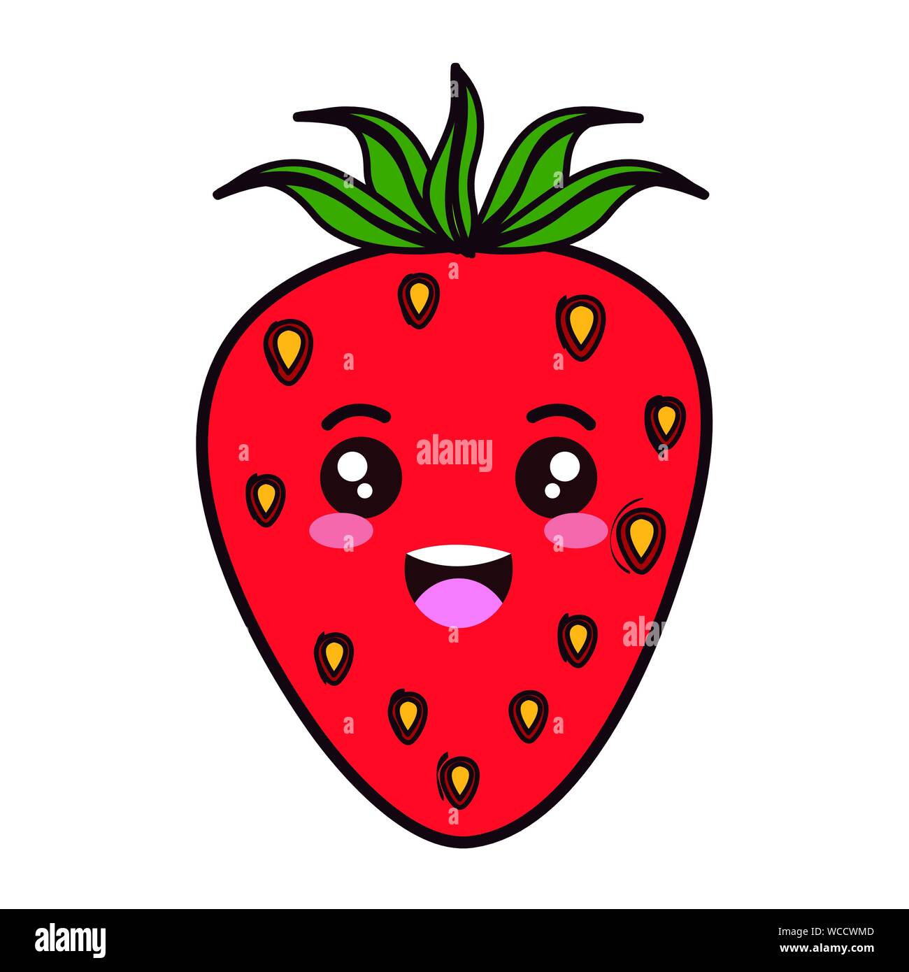 fresh strawberry fruit kawaii character Stock Vector Image & Art - Alamy