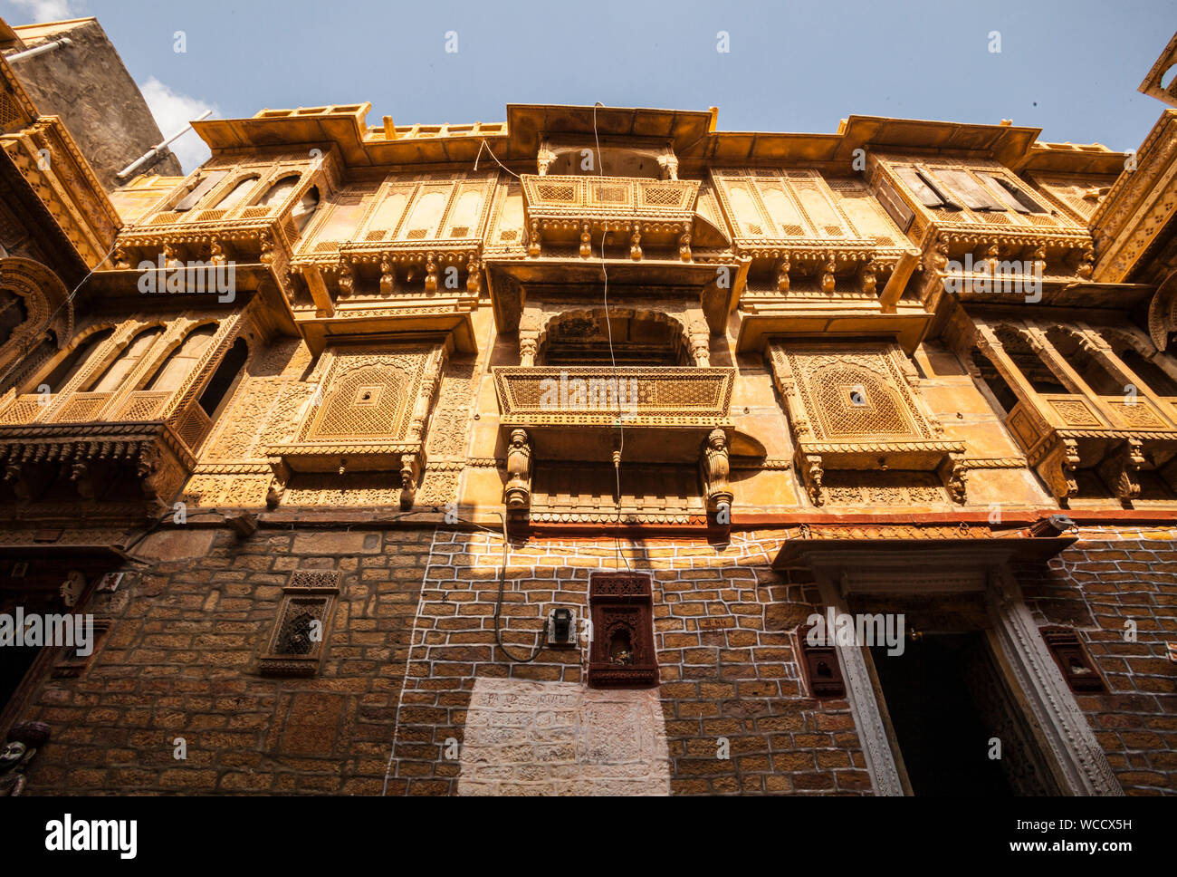 One of the many amazing Havelis in Jaisalmer, Rajasthan, India. Stock Photo