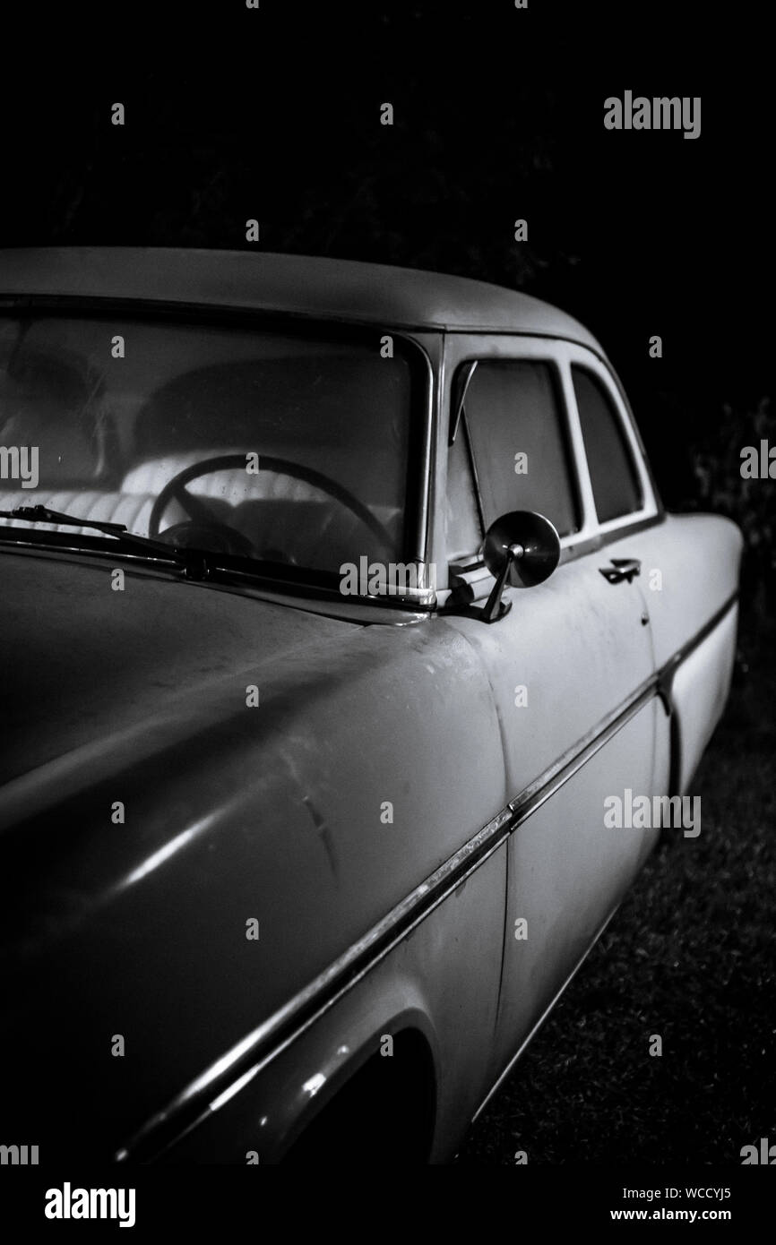 Vintage Car At Night Stock Photo - Alamy