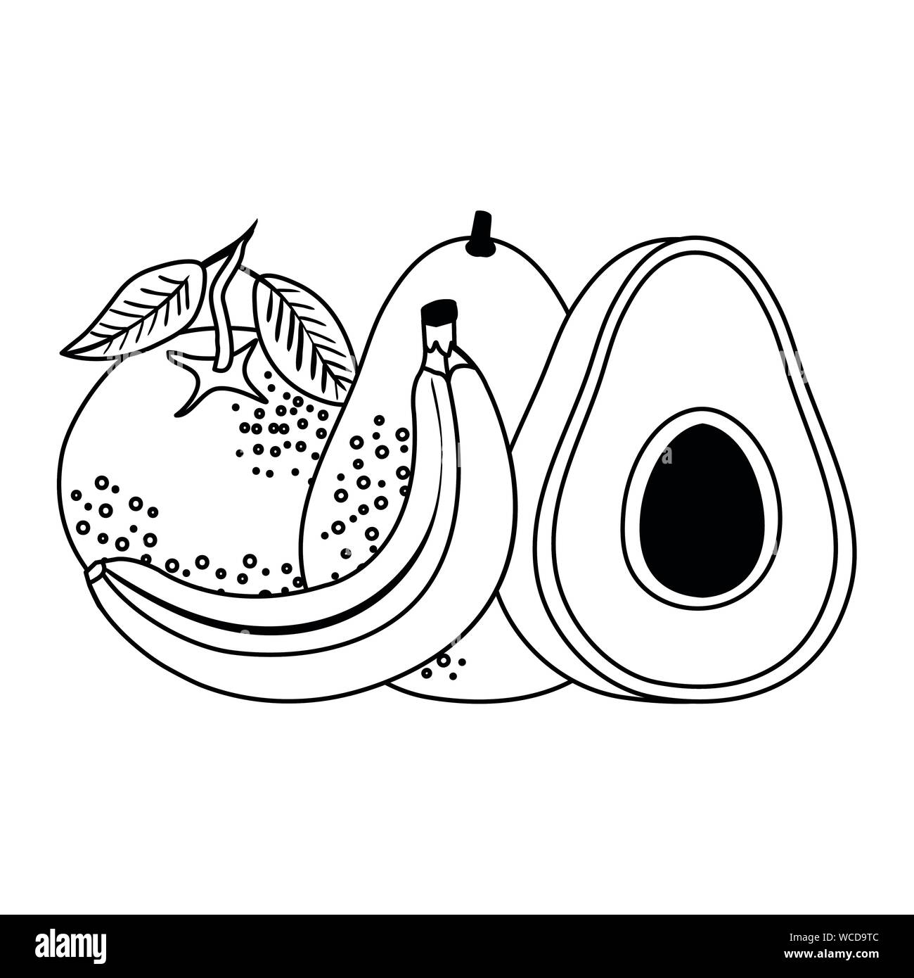 Group fruits vegetables in Black and White Stock Photos & Images - Alamy