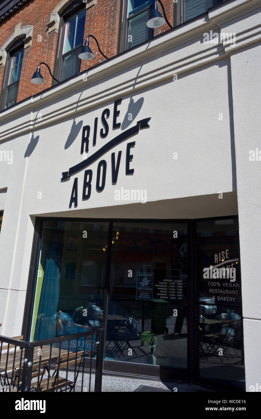 Rise Above vegan restaurant in downtown St. Catharines, Ontario, Canada. Stock Photo
