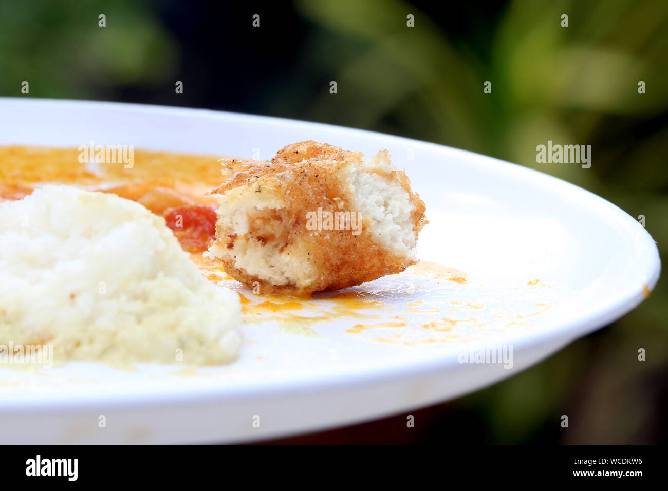 The rest of the Vada was eaten Stock Photo
