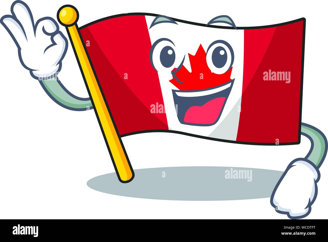 Okay canadian flag fluttering on mascot pole Stock Vector