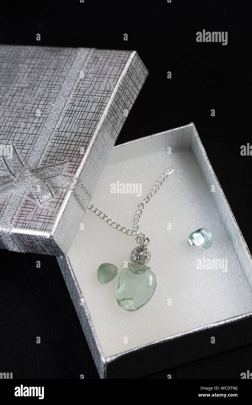 Handmade costume jewellery necklace and ear rings Stock Photo