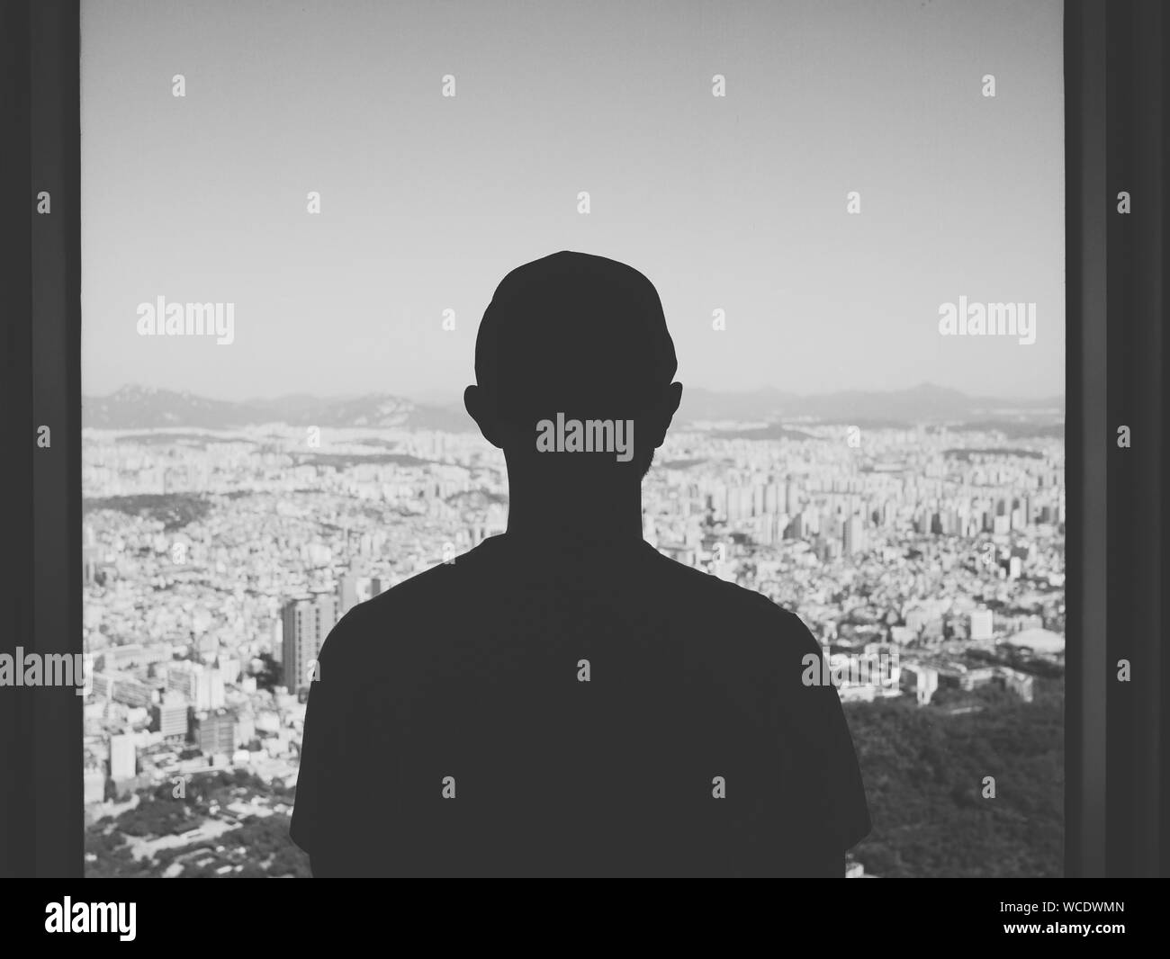 Rear view man silhouette Black and White Stock Photos & Images - Alamy