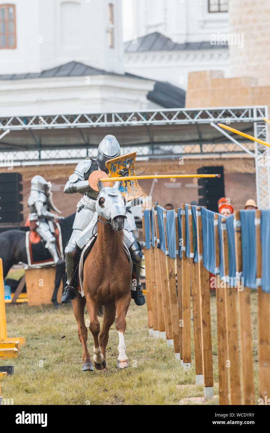 BULGAR, RUSSIA 11-08-2019: Knight Tournament at the medieval festival ...