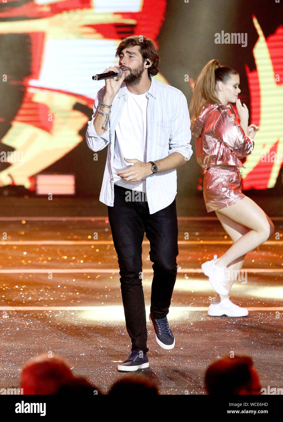 Kielce, Poland. 25th Aug, 2019. Alvaro Soler performs during the Magical Ending holiday concert.Polish and world music stars sang at a concert that was organized to celebrate the end of the holiday in Kielce. Credit: SOPA Images Limited/Alamy Live News Stock Photo