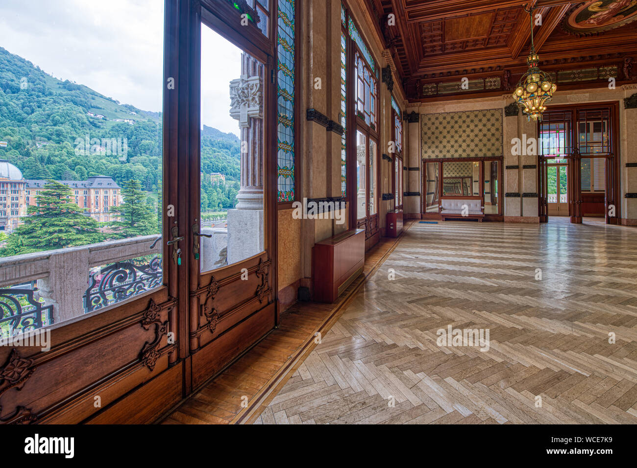 San Pellegrino terme, Italy - may 16, 2019: Interior of the San Pellegrino Terme casino. old liberty gambling house Stock Photo