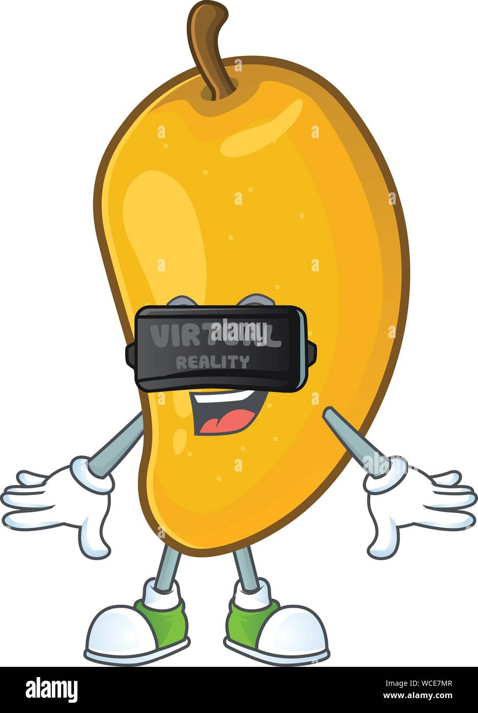 Virtual reality character mango fruit with cartoon mascot Stock Vector ...