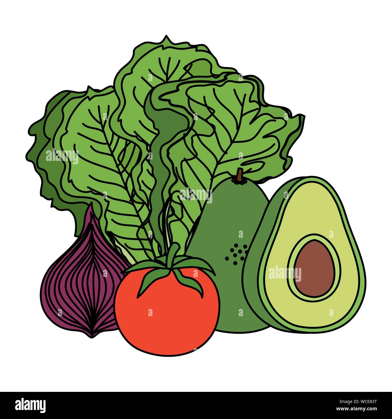 fresh vegetables nature isolated icons Stock Vector Image & Art - Alamy