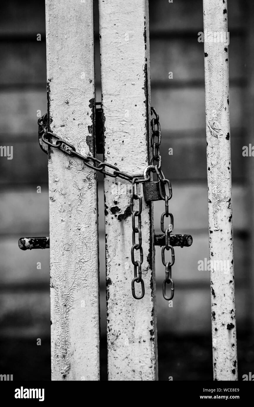 Locked gates at Gigg Lane, Bury Stock Photo Alamy