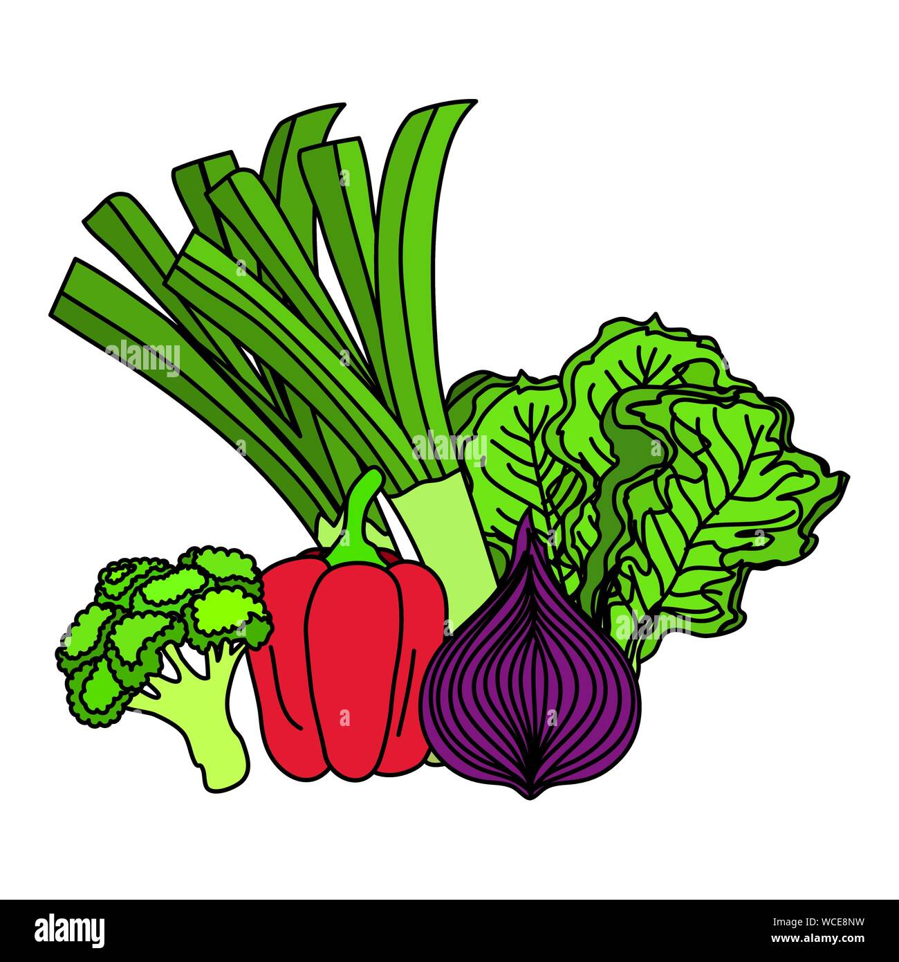 fresh vegetables nature isolated icons Stock Vector Image & Art - Alamy