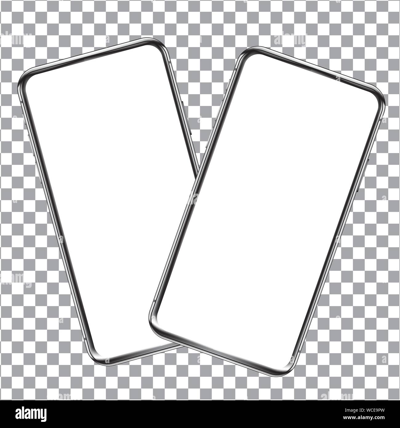 Download Two Rotated Smartphones Mockup Template On Transparent Background For User Interface User Experience Presentation Mobile App Design Concept For Stock Vector Image Art Alamy