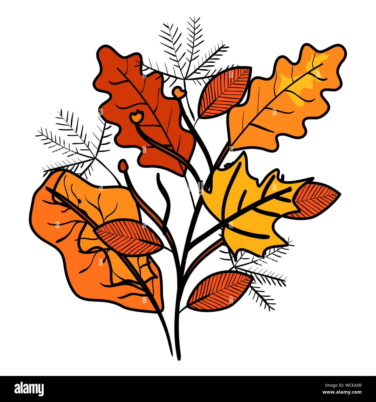 autumn branch and dry maple leafs decoration Stock Vector Image & Art ...