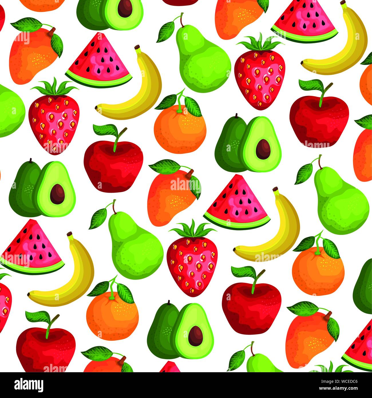 group of fresh fruits and vegetables pattern Stock Vector Image & Art ...