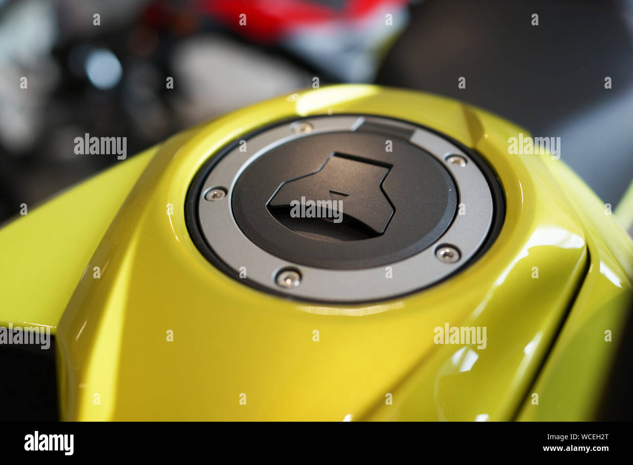 Close-up Of Motorcycle Fuel Tank Stock Photo