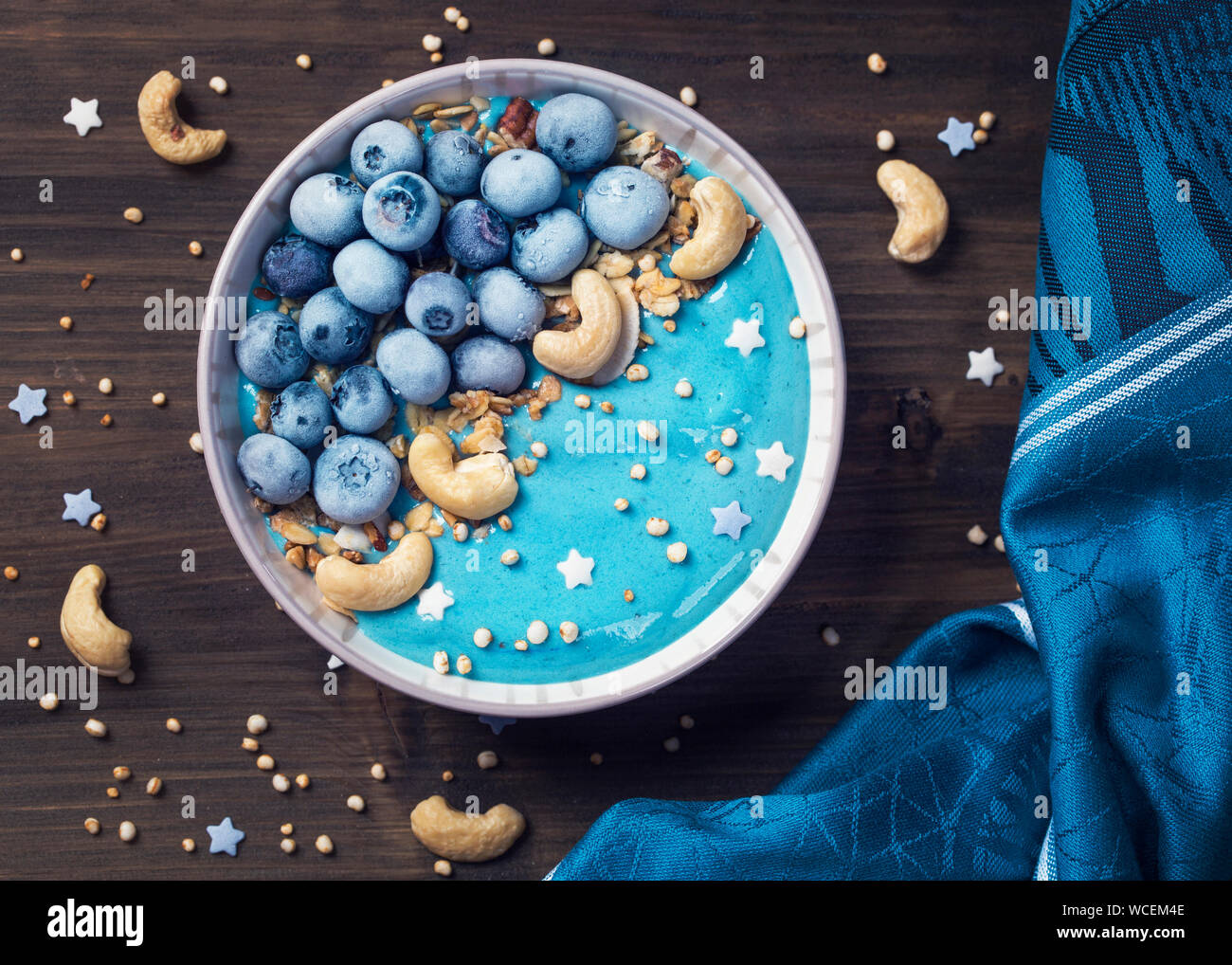 Healthy blue spirulina smoothie bowl Stock Photo Alamy