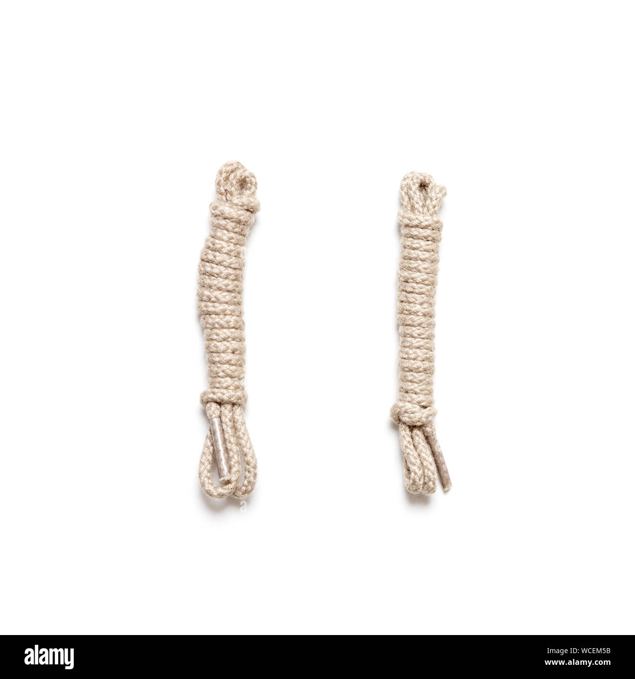 Pair of new shoe laces isolated on a white background Stock Photo
