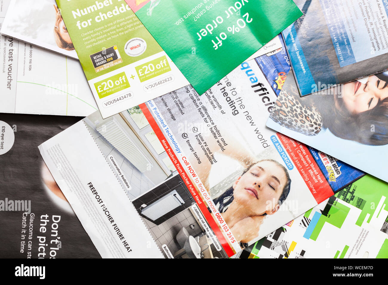 Junk mail marketing leaflets Stock Photo