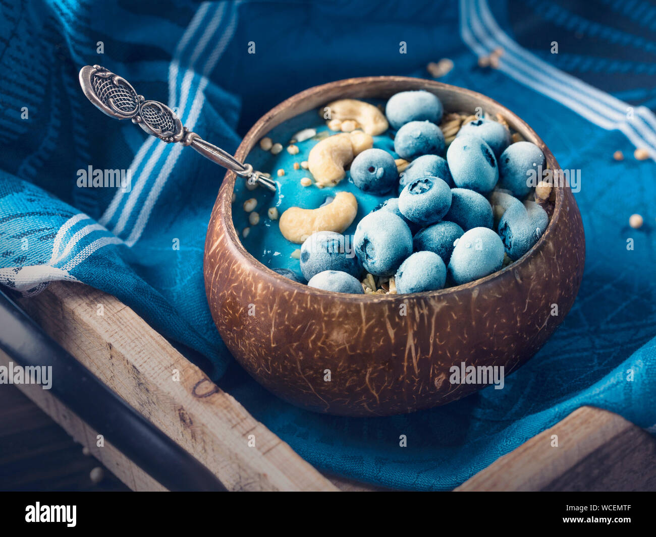 Healthy blue spirulina smoothie bowl Stock Photo Alamy